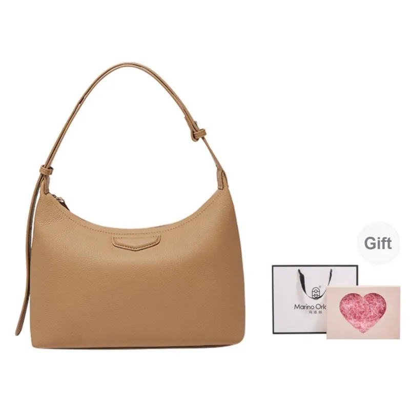 Marino Orlandi Cow Leather Crescent Bag Shoulder Bag Handbag Large Size Women's Brown/Black/White-17