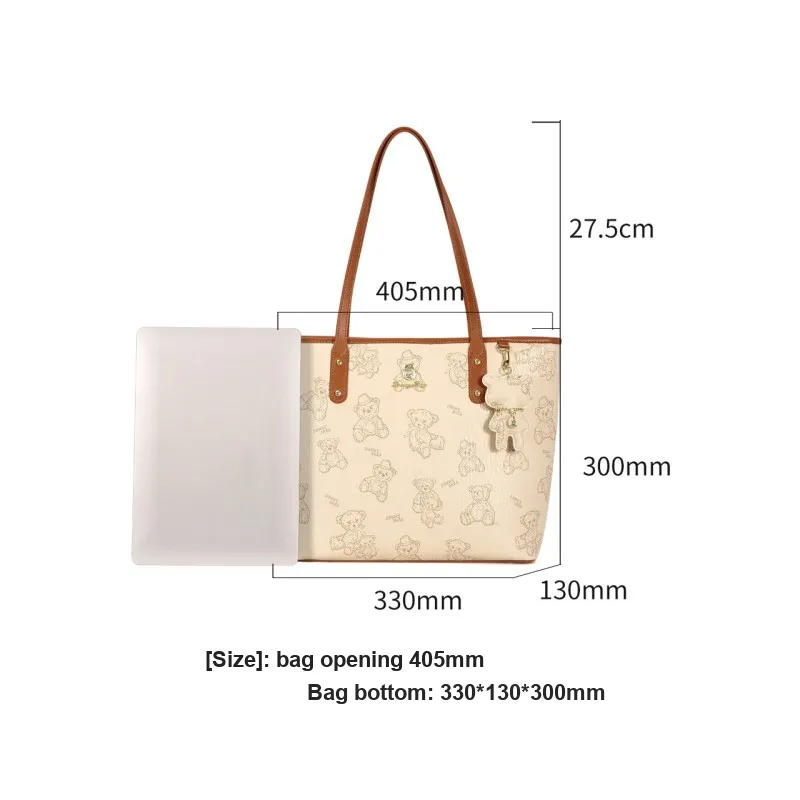 DANNYBEARJEANS PVC Shoulder Bag Tote Women's Cherry Blossom Pink/Creamy Apricot/Cocoa Brown-5