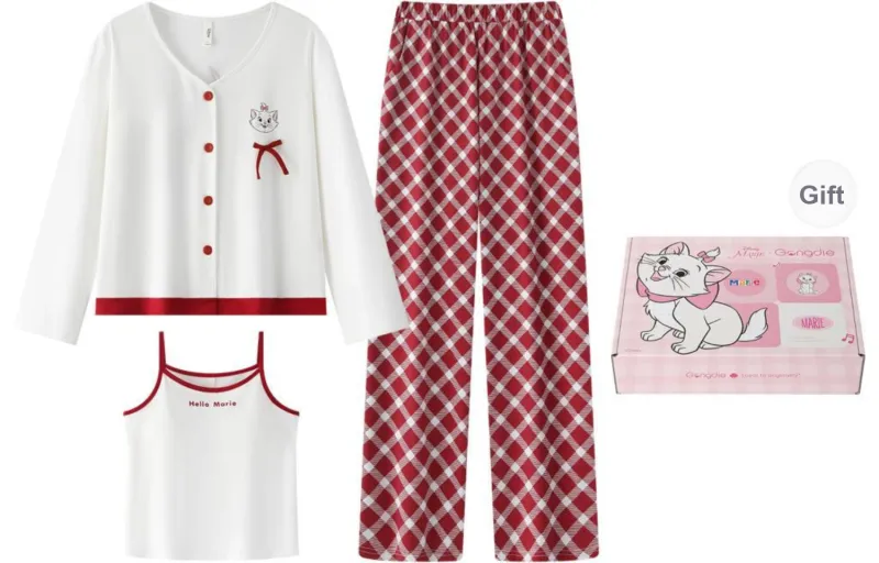Gongdie x Disney Pajama Set Women's White Gift Box Set-0