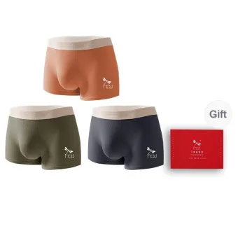 RED DRAGONFLY 100% Cotton Underpants Skin Friendly And Comfortable Men's 4 Piece Gift Box Sets