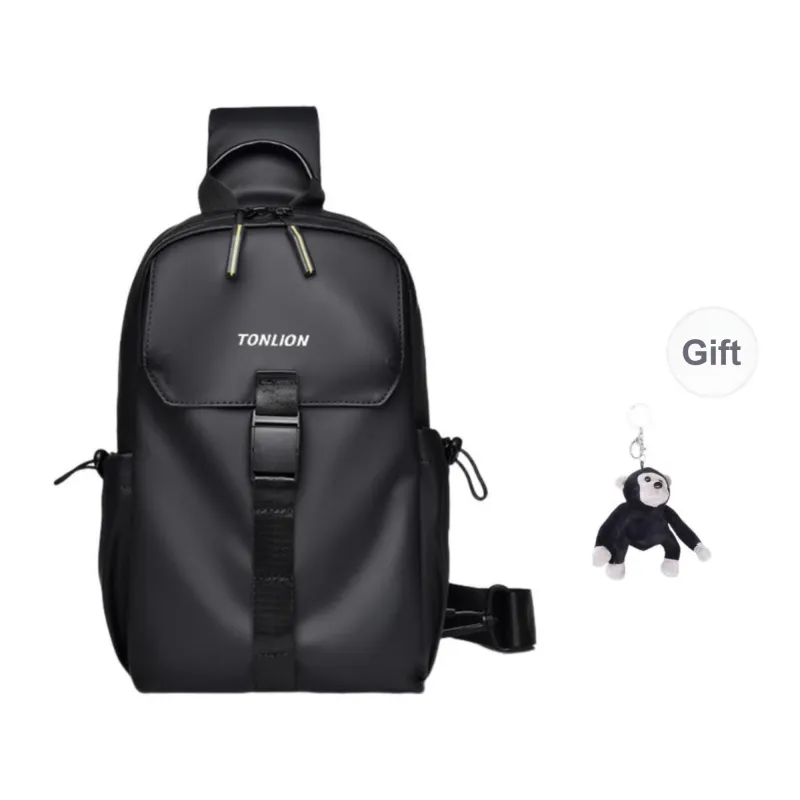 Tonlion Durable Fabric Crossbody Bag Men's Black-5
