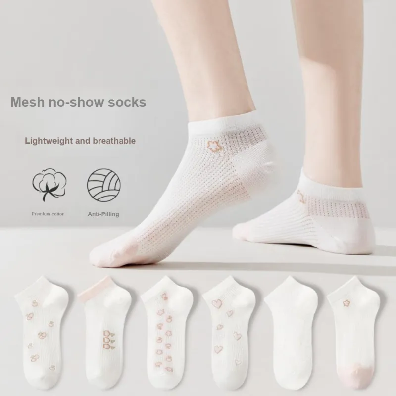 MIIOW No Show Socks Cooling Sweet Style Heart Moisture Wicking Slip Resistant Women's 6 Pack-1