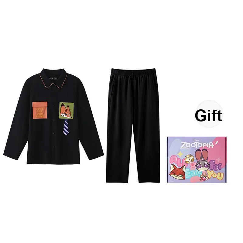 JINGYUN x Disney Co op Series Pajama Set Men's Gift Box Set Black-0
