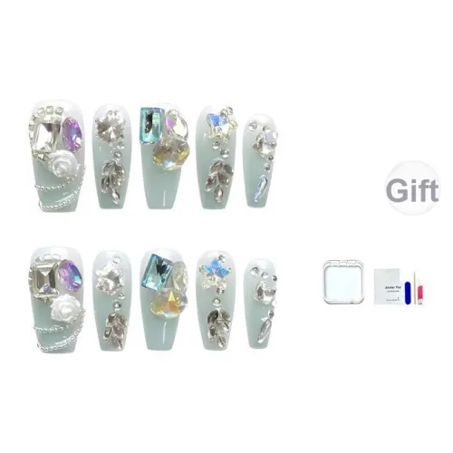 JINGCHANXUE Свет AUTUMN Розовый Премиум Feel False Nail Длинный Драгоценный камень Телесный Градиентный 20мм