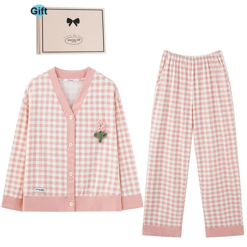 MIOJUER Pajama Set Spring And Fall Women's Pink