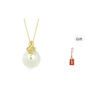 LUXLINE Hetian Jade Silver Necklace White Jade/Pale Greenish White Jade Women's