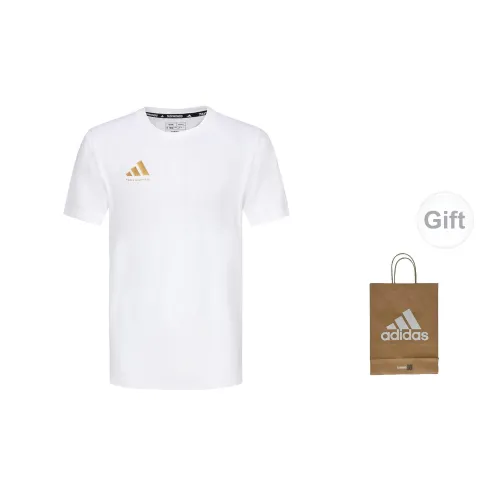 Adidas T-Shirts Men White Gold+Gift Bag