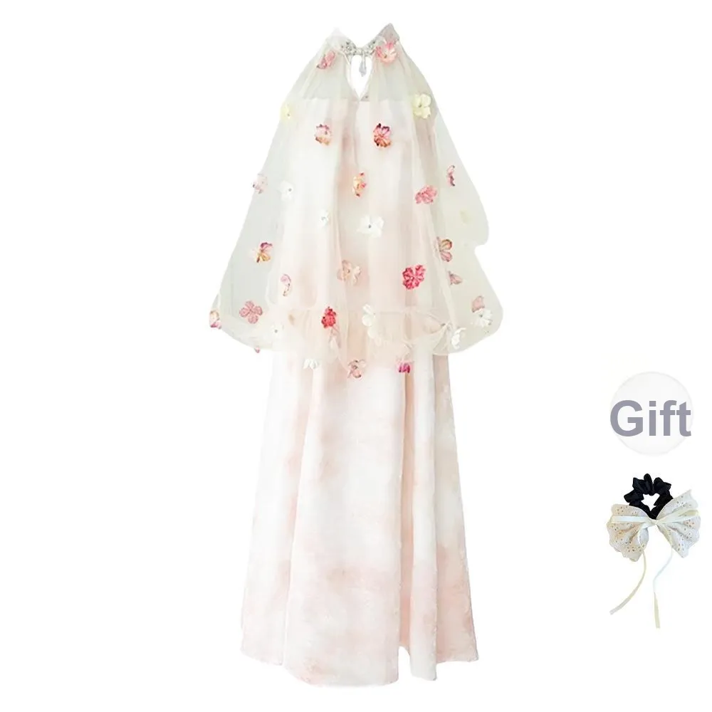 TUSHIFEI Sleeveless Dress Women's Champagne+Hair Tie Comes With