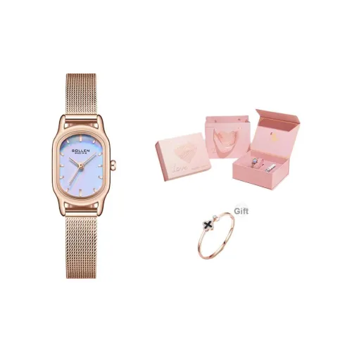 SOLLEN Кварцевый механизм нержавеющая сталь ремешок часы женские жемчужная раковина цвет циферблат