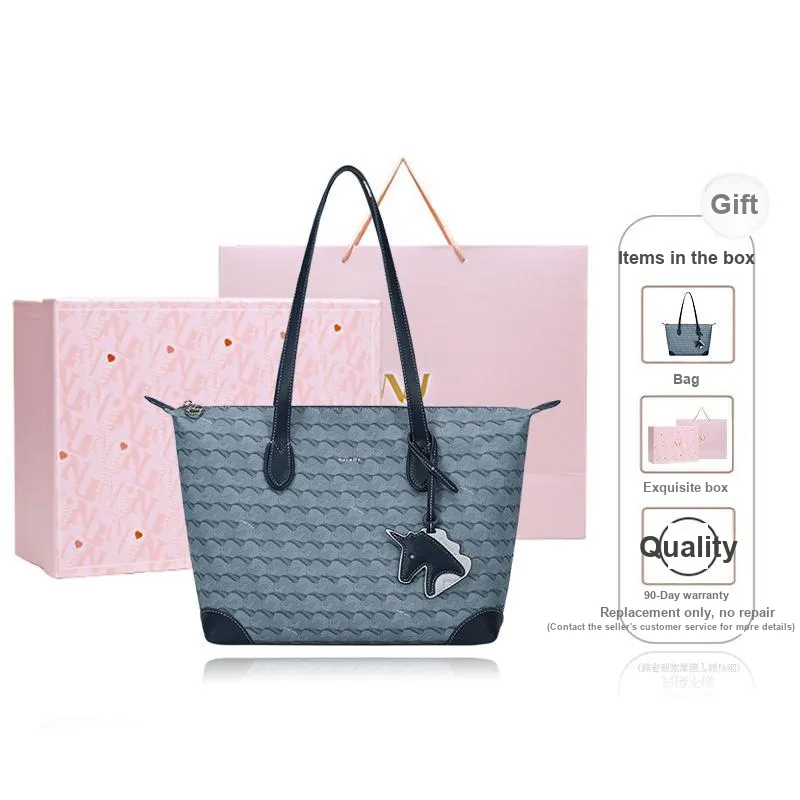 NUCELLE Fabric One Shoulder Shoulder Bag Tote Bag Laptop Bag Shopping Bag Women's Multicolor-7