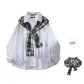 Blue White Stripes+Black White[Shawl]