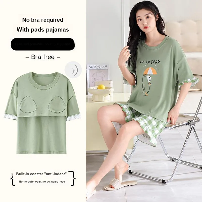 BONAS Pajama Set Women's Light Green-4