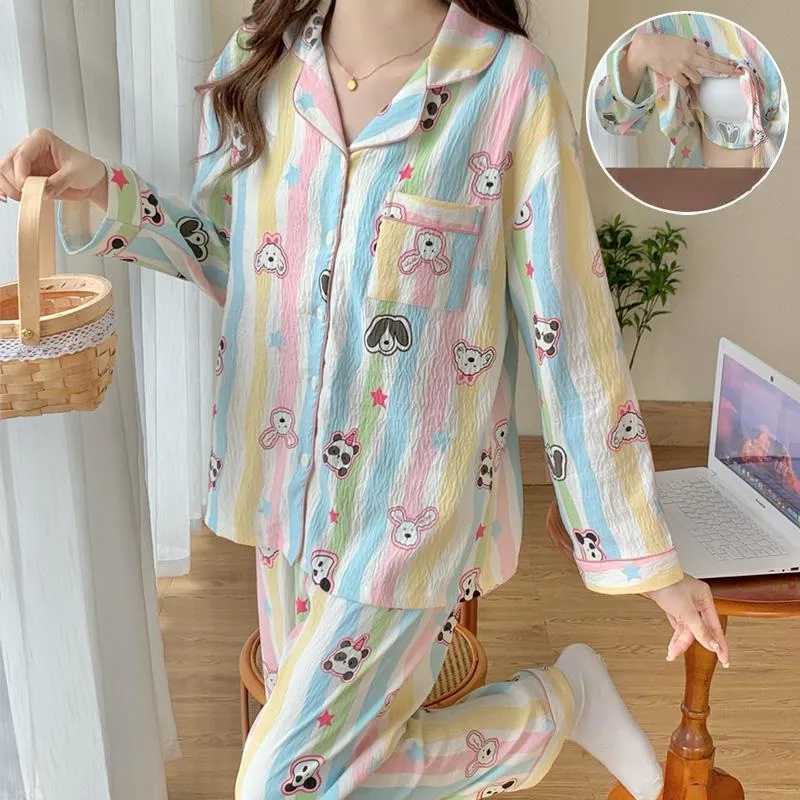 Qiao Ni Tong Pajama Set Women's Rainbow-4