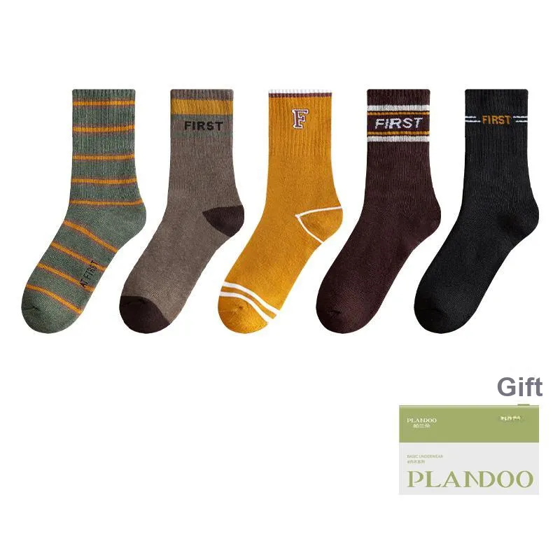 PLANDOO Mid Calf Socks Men's Shopping Bag 5 Pack-0