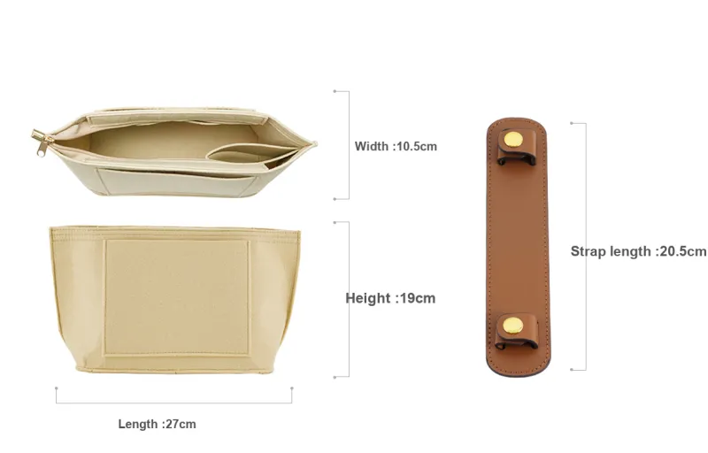 Lan Bao Fan Microfiber Leather Bag Insert Women's Beige/Brown-1