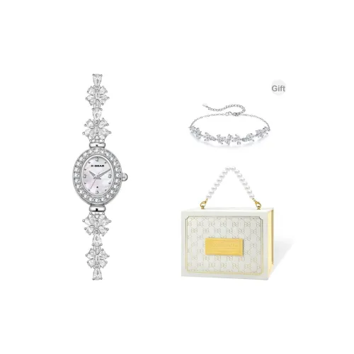 X Шестерня Кварцевый Механизм Нержавеющая Сталь Медный Ремешок Часы Женские Белый Циферблат