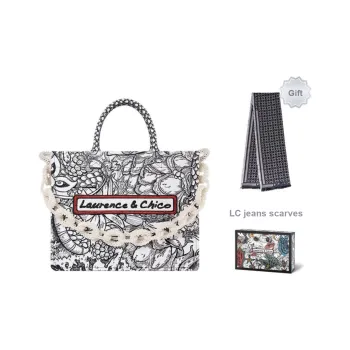 Laurence & Chico Cotton Tote Bag, Shopping Bag, Handbag Large Size Women's Black White