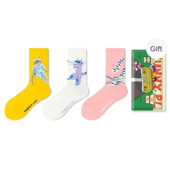 PL Mid Calf Socks Unisex Shopping Bag 3 Pack Mixed Color