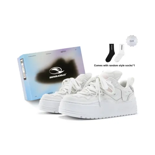 SENGUOGUO Амортизация Дышащий Увеличение Высоты Низкие Кроссовки для Скейтбординга Унисекс Белый