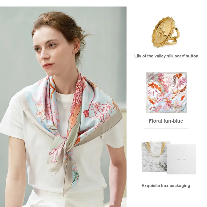 MARJAKURKI Silk Large Scarf Women's-5