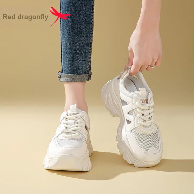 RED DRAGONFLY Breathable Coverage, Impact Resistant, Height Increasing Low Top Casual Shoes Women's Ecru-3