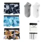 7A Antibacterial Ice Silk Print[Jet Sky Black+Peacock Blue+Walnut Brown]+[100% cotton Ankle Socks X2 Pack]Gift Box Set