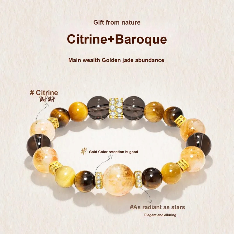 Jodie&Kevin Natural Citrine Bracelets Unisex-23