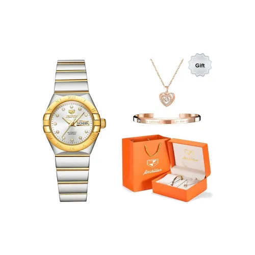 Jin Shi Dun Коробка Механический механизм Нержавеющая сталь Ремешок Часы Женские часы Белый циферблат