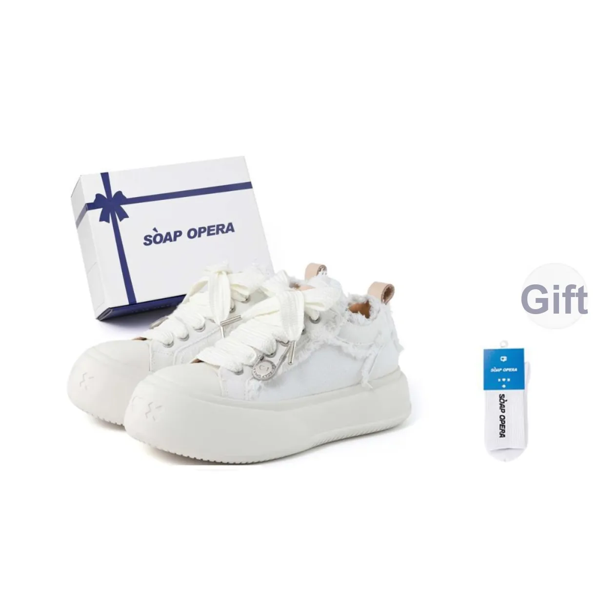 SOAP OPERA Anti Slip And Wear Resistant Height Increasing Low Top Canvas Skateboard Shoes 5cm Unisex Box