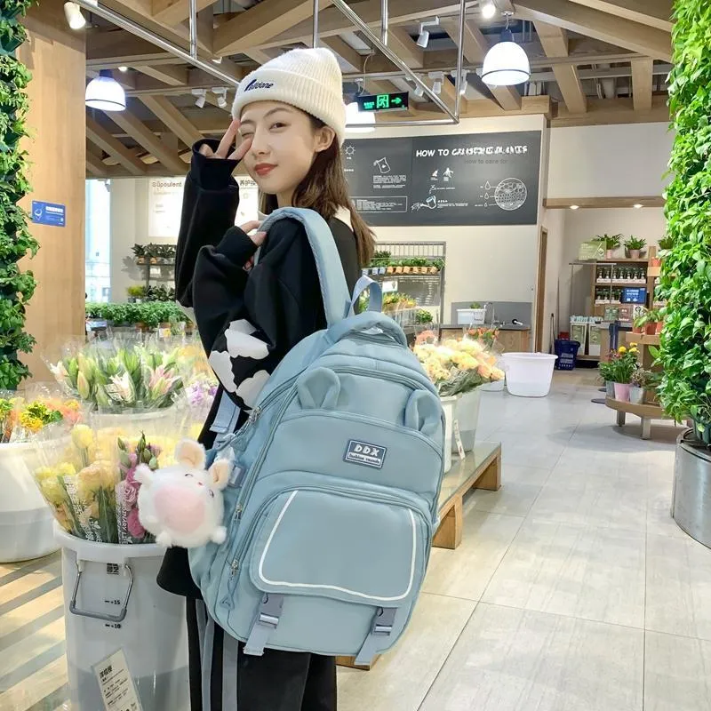 SUPERCUTE Nylon Backpack Unisex Light Purple/Blue/Dark Purple/Pink/Black-2