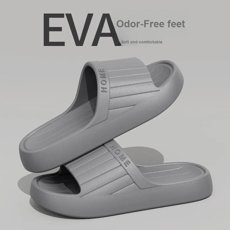 Foot Recreation Minimalist Style Vertical Stripes Letter Comfortable Quiet Slip Resistant Slippers Home Slippers Unisex-27
