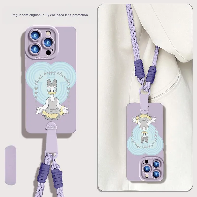 Disney Silicone Material Cute With Lanyard Phone Cases Compatible With Apple 16 Pro Max/15 Pro/15 Plus/14 Pro/13/12/11-7