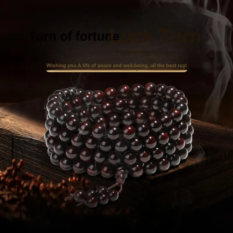 PUTUOSHANWENCHUANG Small Leaf Red Sandalwood Bracelets Unisex-1