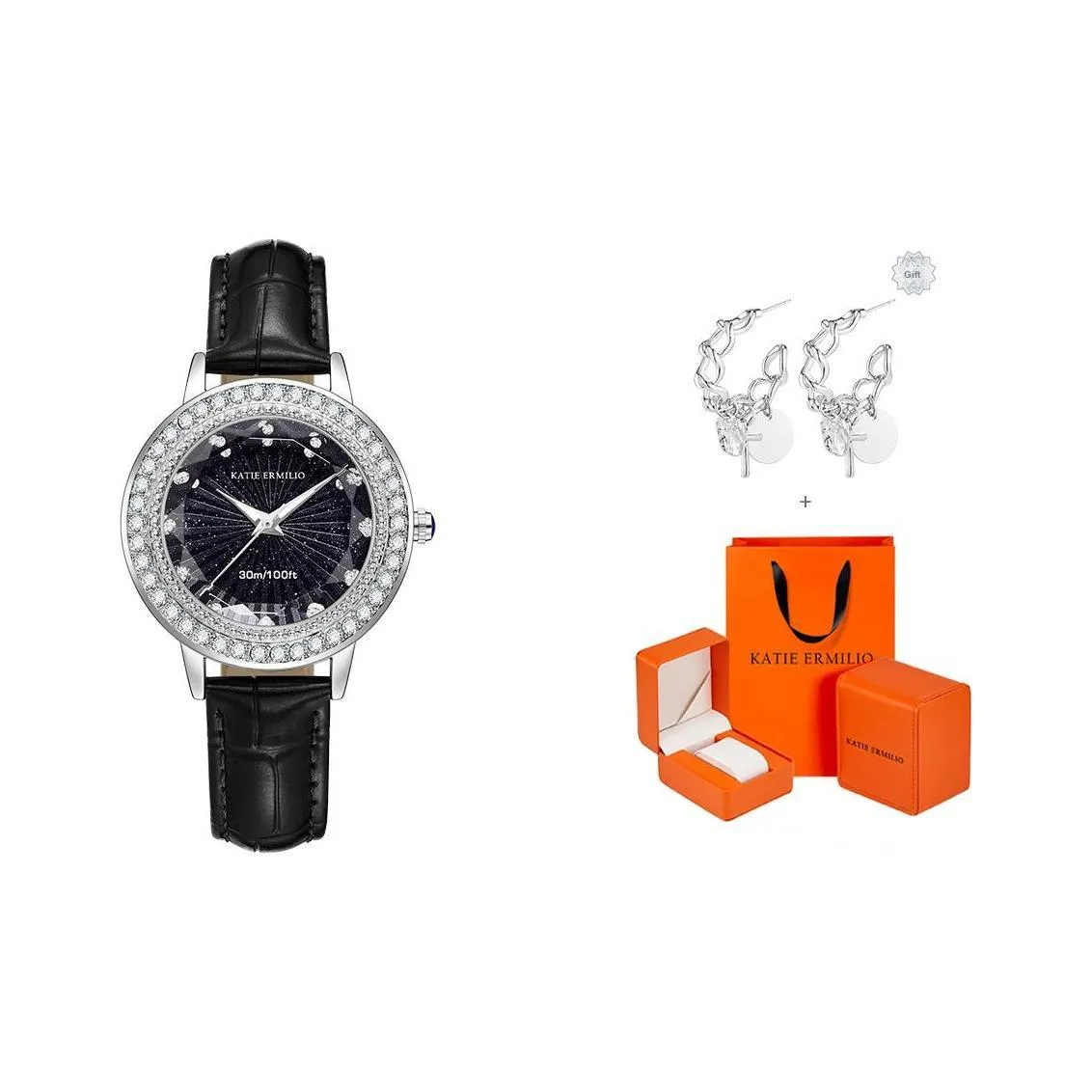 Katie Ermilio Высокое качество Роскошь Starry Sky Sparkling Diamond Watch Trendy Elegance Belt Women's Watch Watch