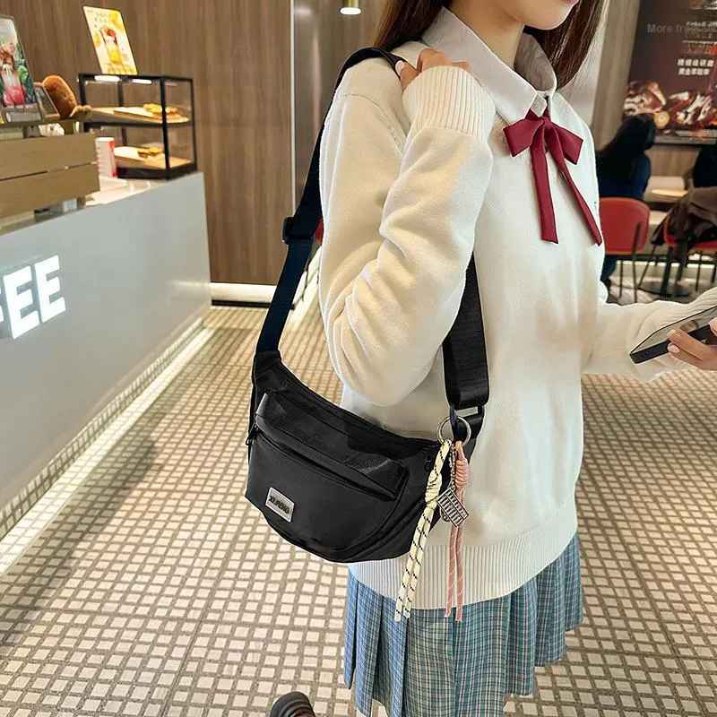 Yalu Nylon Shoulder Bag, Crossbody Bag Unisex Ecru/Black/Pink/Violet/Khaki/Peacock Blue-3