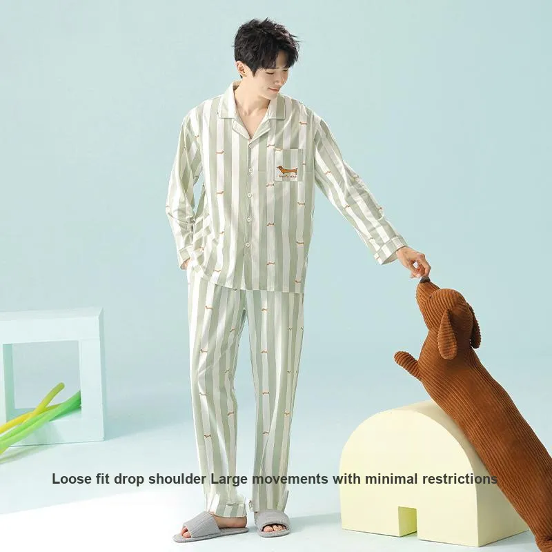 WANANNI Pajama Set Men's Light Green-5