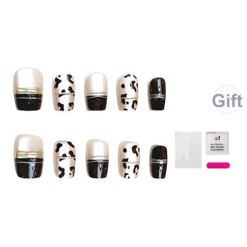 JIABITU Золотая нить Леопардовый принт Съемный Патч False Nail Короткий LADDER Однотонный Jump Цвет Новый китайский стиль