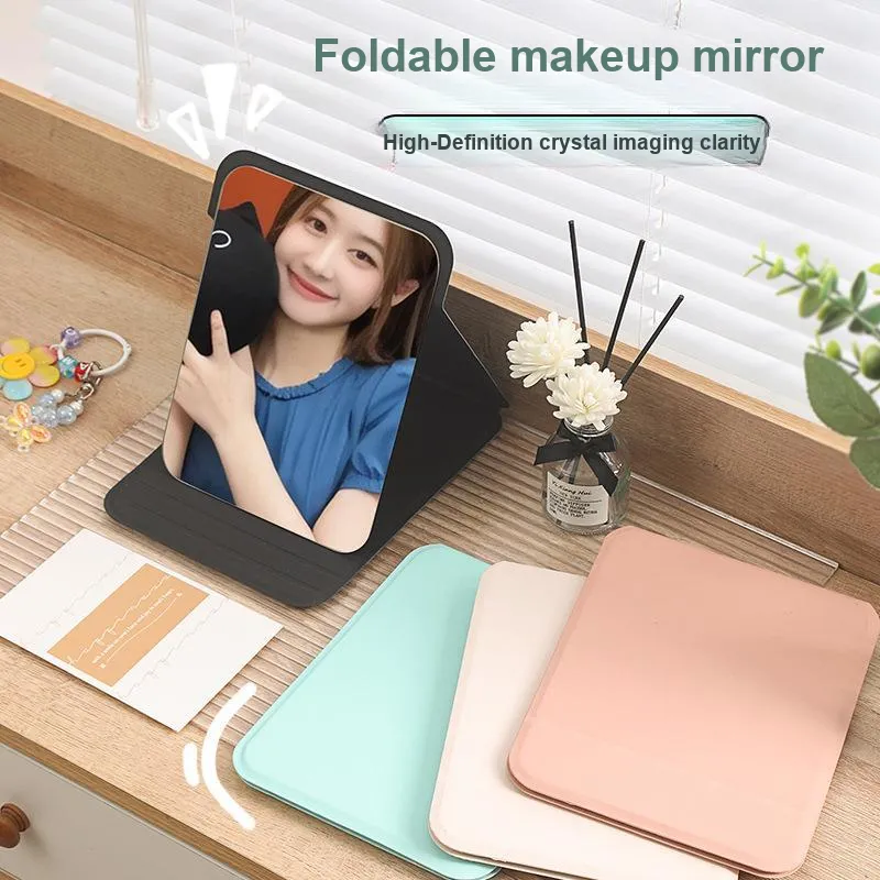 Love Of Wormwood Minimalist Style Large PU Leather Folding Tabletop Single Sided Mirror Refillable Makeup Mirror-4