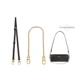1.1 Brown with Gold Buckle Adjustable Shoulder Strap 90-120cm+Gold Decorative Chain 40cm
