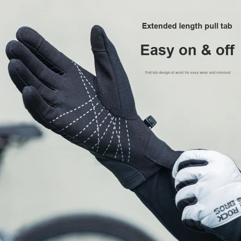 HNJ Riding Equipment Cycling Glove Unisex Polyester Nylon Black-2