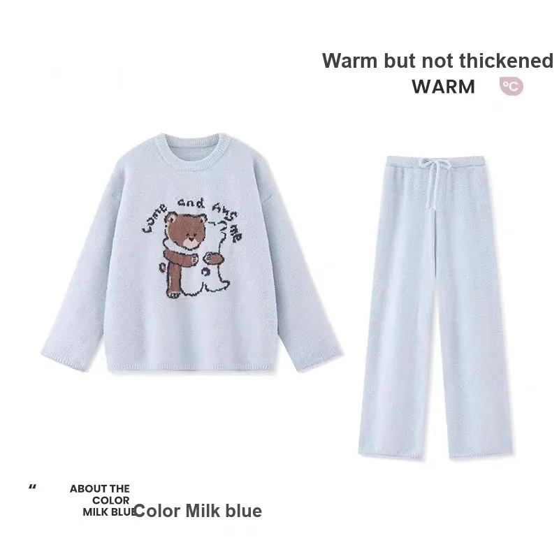 WANANNI Pajama Set Women's Cream Blue-5