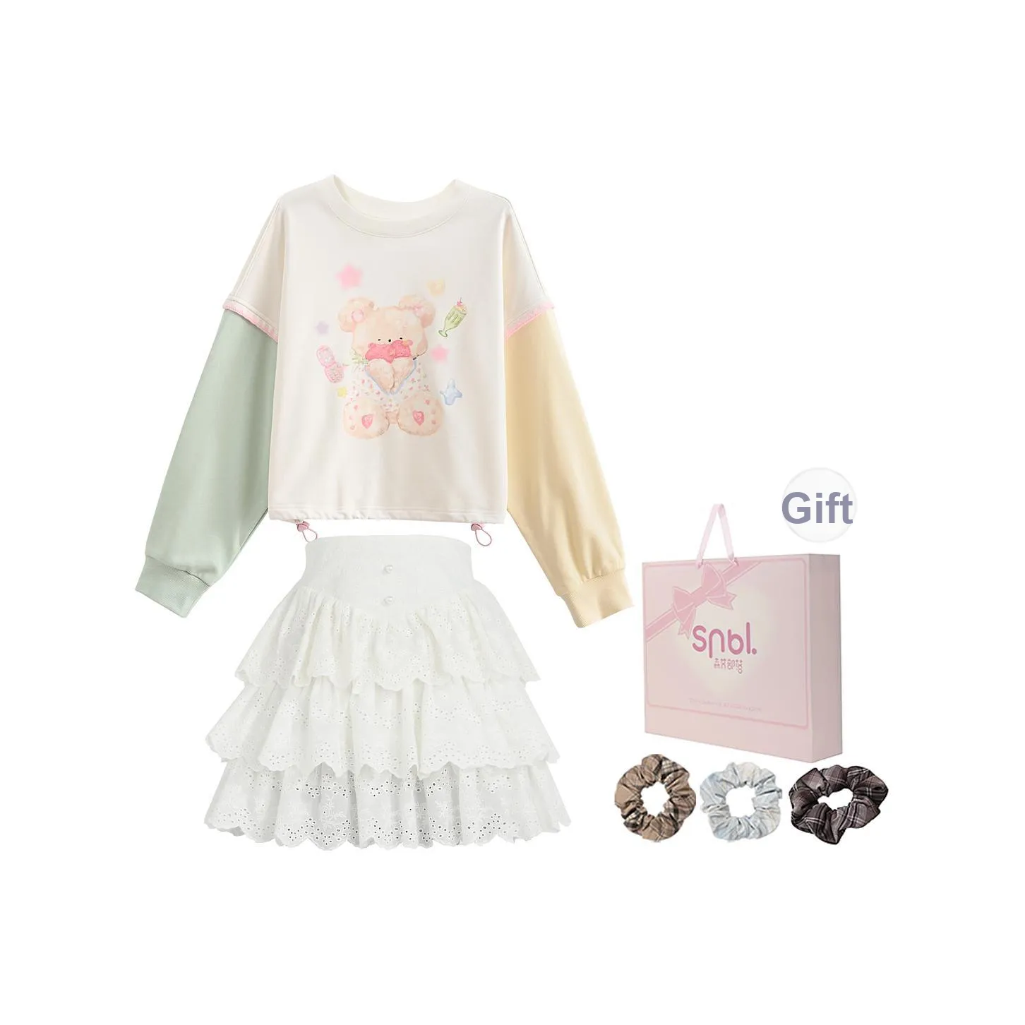 SNBL Rainbow Топ+Юбка Комплект Женский Юбочный Комплект