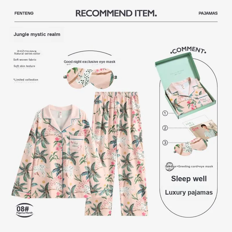 FENTENG Pajama Set Women's Cute Pink-1