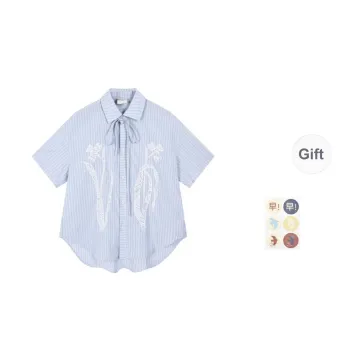 Saotome Shirts Women's Blue Stripes Pattern