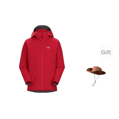 Arcteryx Windbreaker Jackets Men Vintage Red - Includes Hat