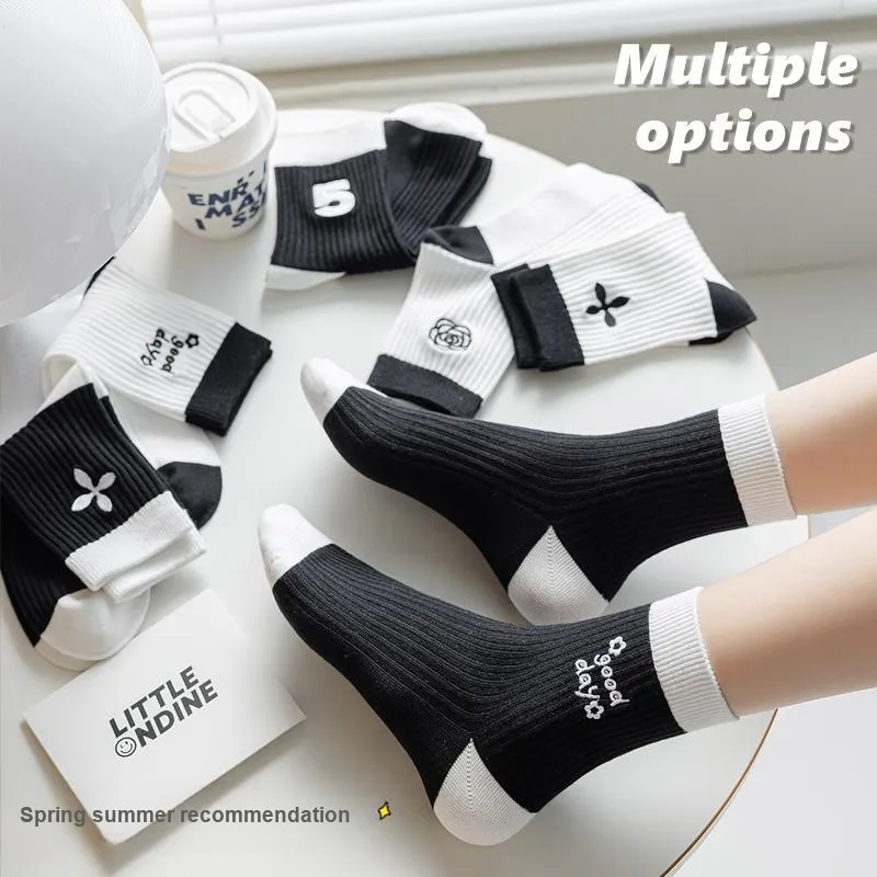 JIAZINI Mid Calf Socks Women's 4 Pack-14