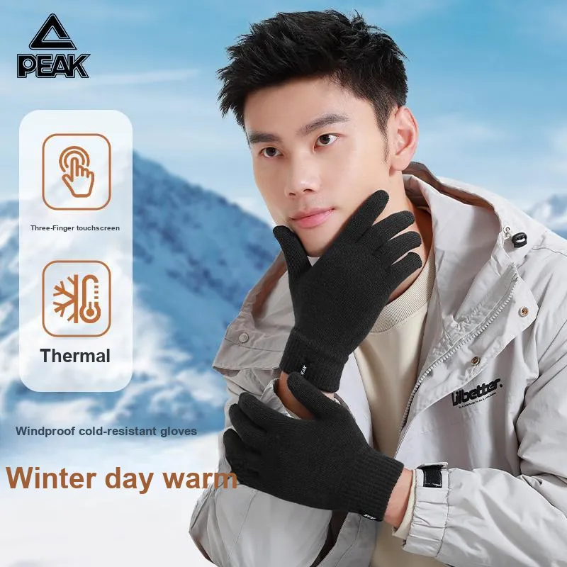 PEAK Acrylic Knit Gloves Unisex Black-1