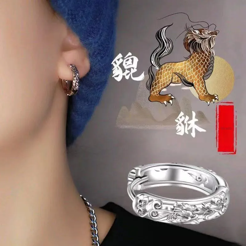 GUDUD Titanium Steel Earrings Unisex Silver-2