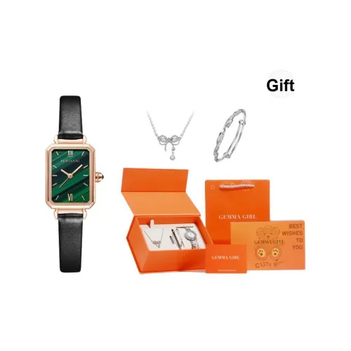 GEMMA GIRL Кварцевый механизм стальной ремешок женские часы зеленый циферблат