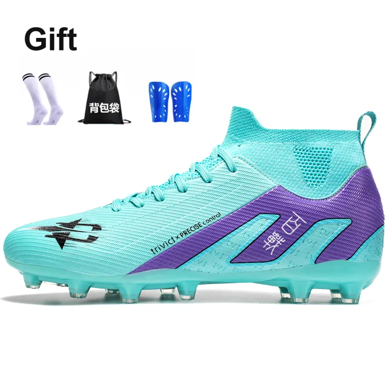 TriVict Win A Hundred Battles And Win A Hundred Victories. Soccer Shoes Unisex Mid Top White/Pink/Aqua/Blue-45